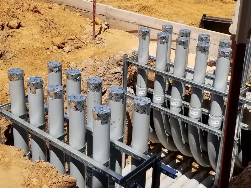 Geothermal loop manifold installed by Sunbelt